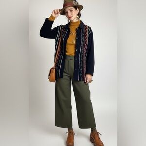 White Stag Black Embroidered 90s Shacket Cardigan Medium